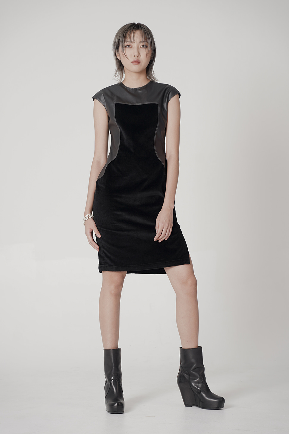 Coating-Block Mini Dress ver.2(velvet)